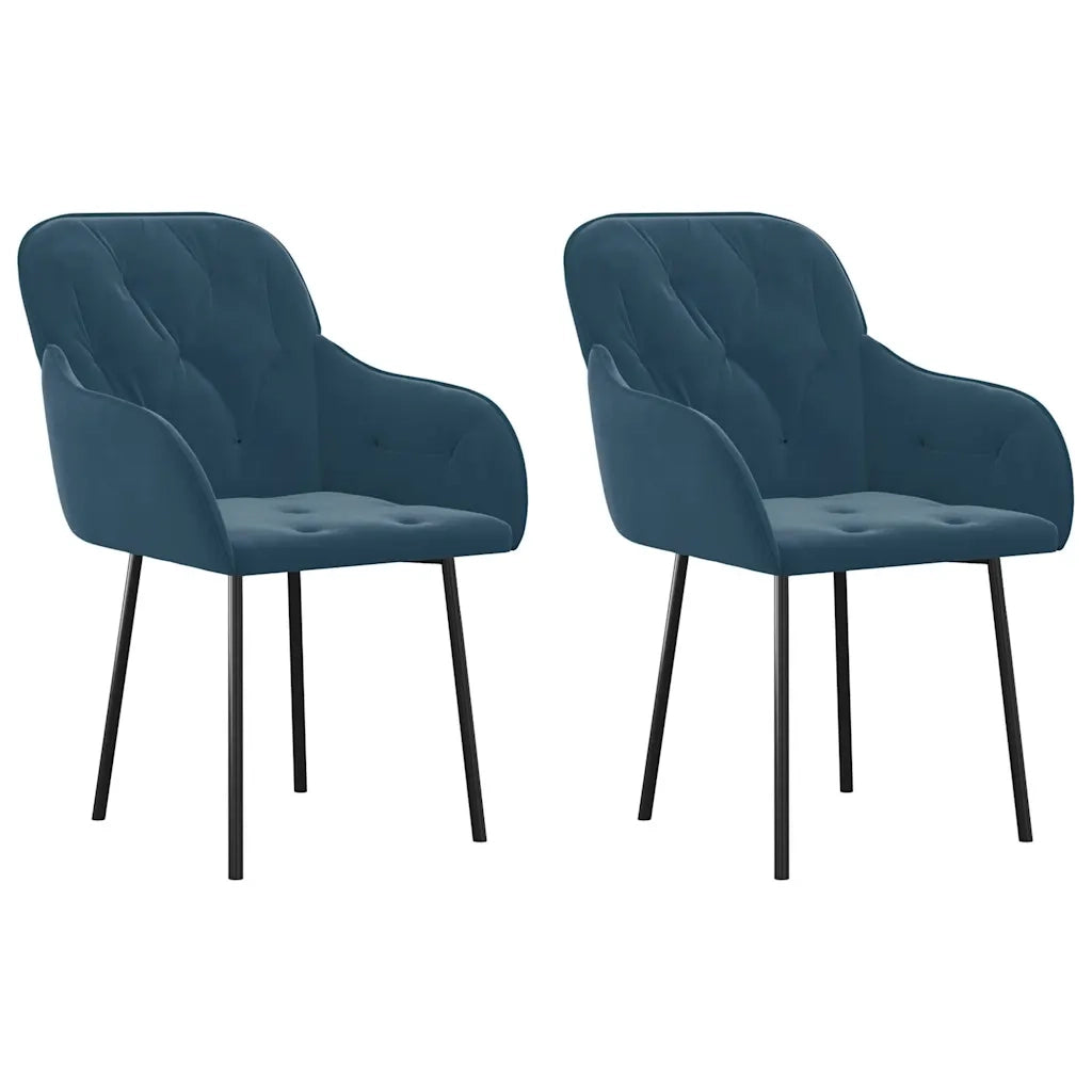 Sedie da Pranzo 2 pz Blu in Vellutocod mxl 95531