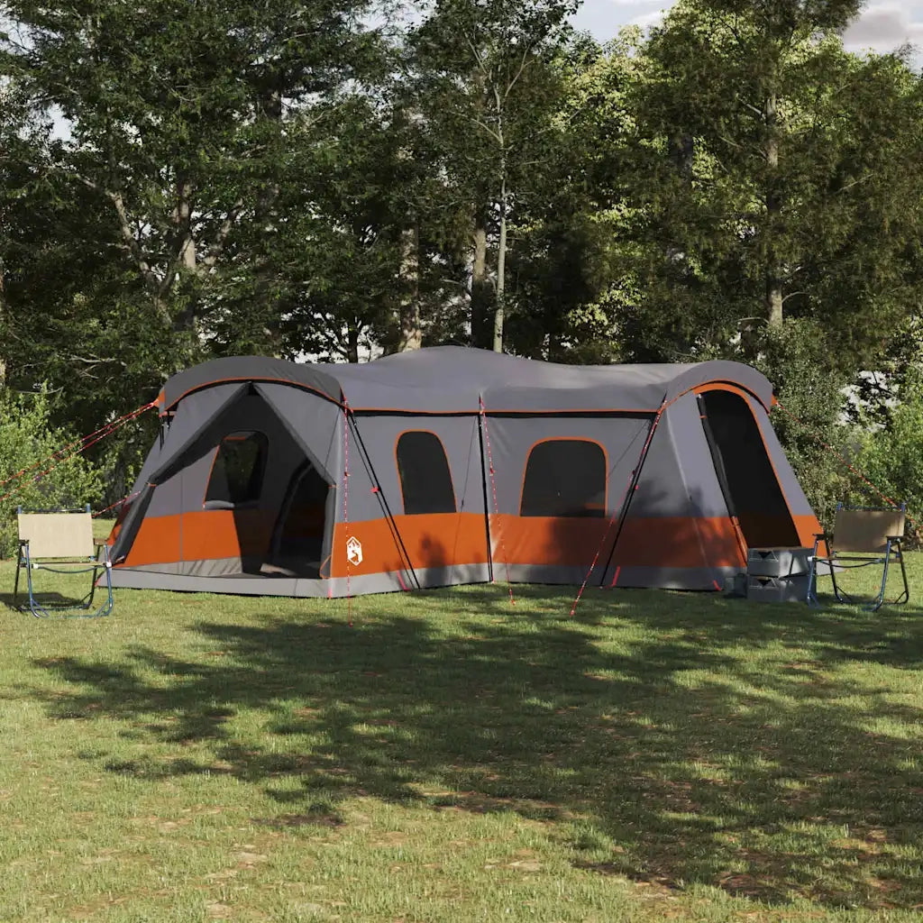 Tenda per 16 persone-Tenda da campeggio Grigio e arancione 680 x 510 x 210 cm