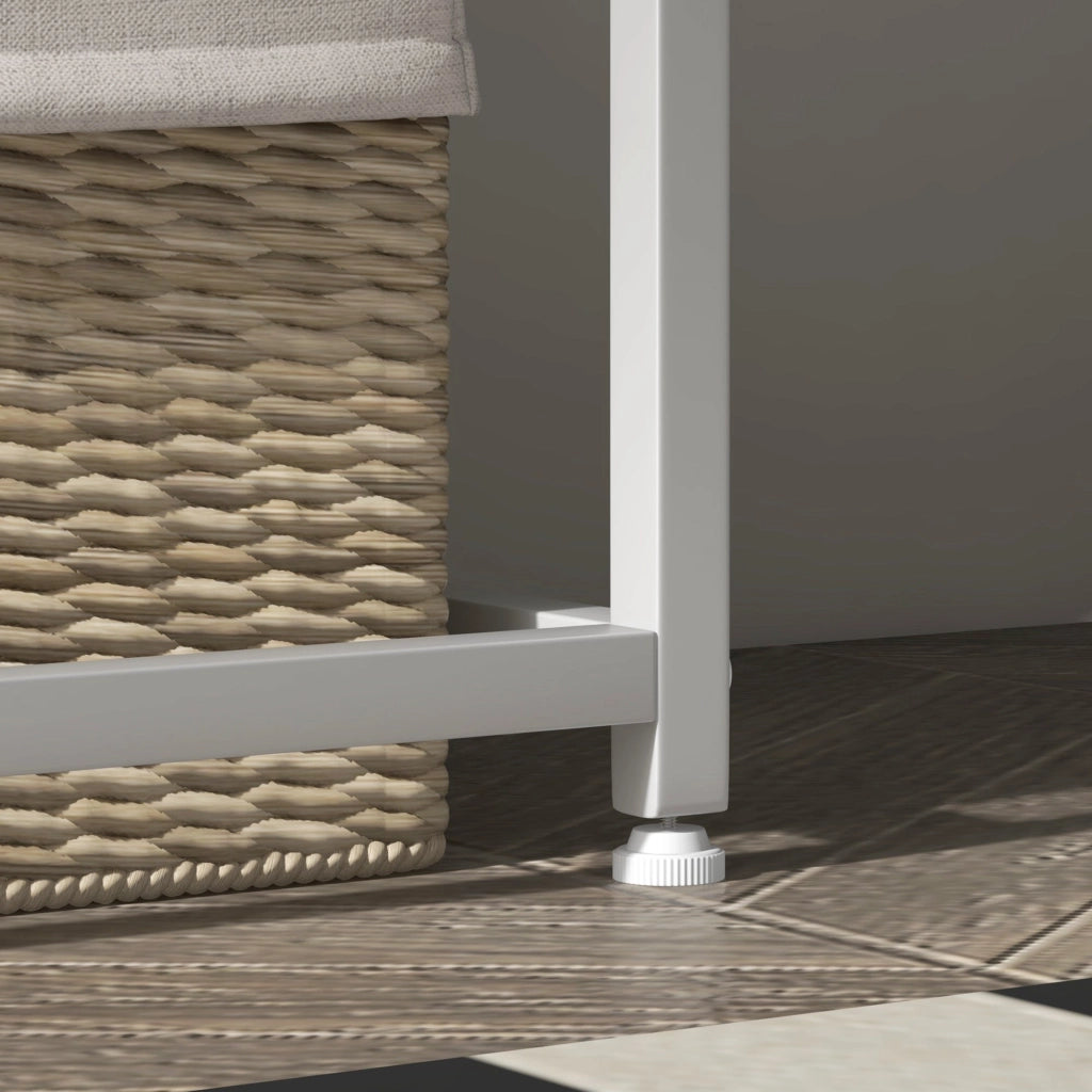 Tavolo Consolle da Ingresso con Ripiano Aperto 100x30x87 cm in Acciaio e Truciolato Bianco