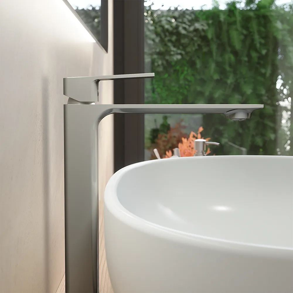 Set miscelatori: lavabo alto bidet senza scarico e incasso doccia c/deviatore nickel spazzolato | Ingrid