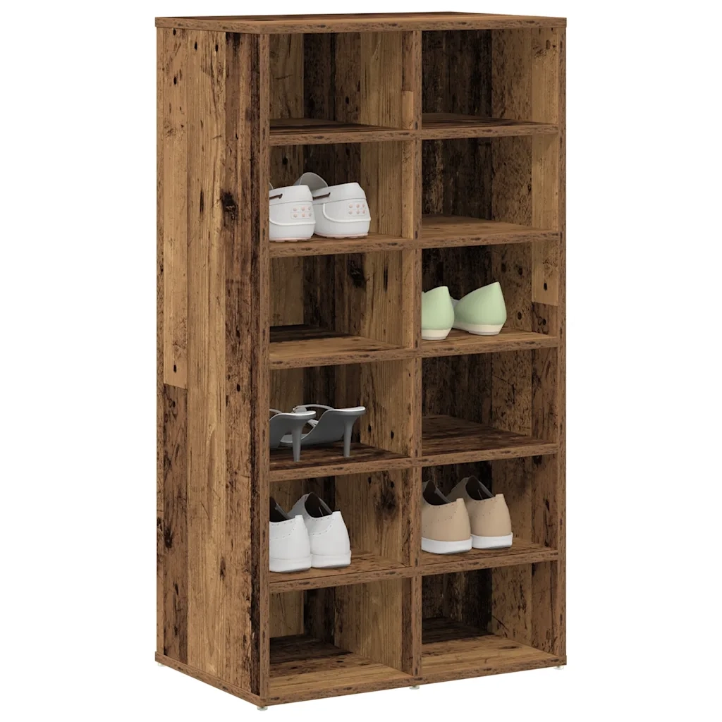 Scarpiera-Scaffale per scarpe Legno Antico 54x34x100,5 cm in Truciolato