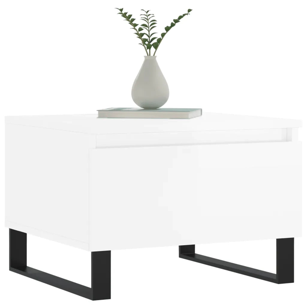 2 pz Tavolini salotto | Tavolino da caff¨¨ | Tavolino da Soggiorno Bianco Lucido 50x46x35cm Legno Multistrato