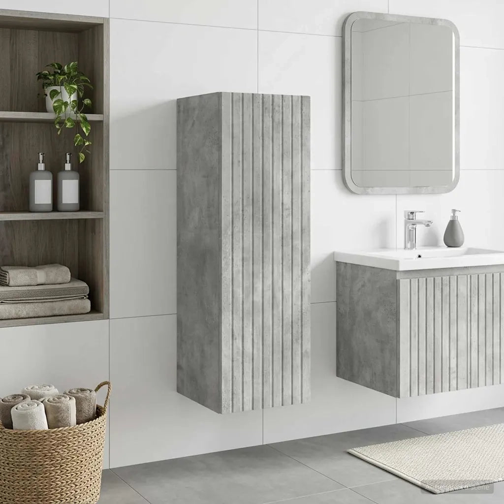 Mobiletto da Bagno a Muro Grigio Cemento 33 x 34,5 x 60 cm 890665