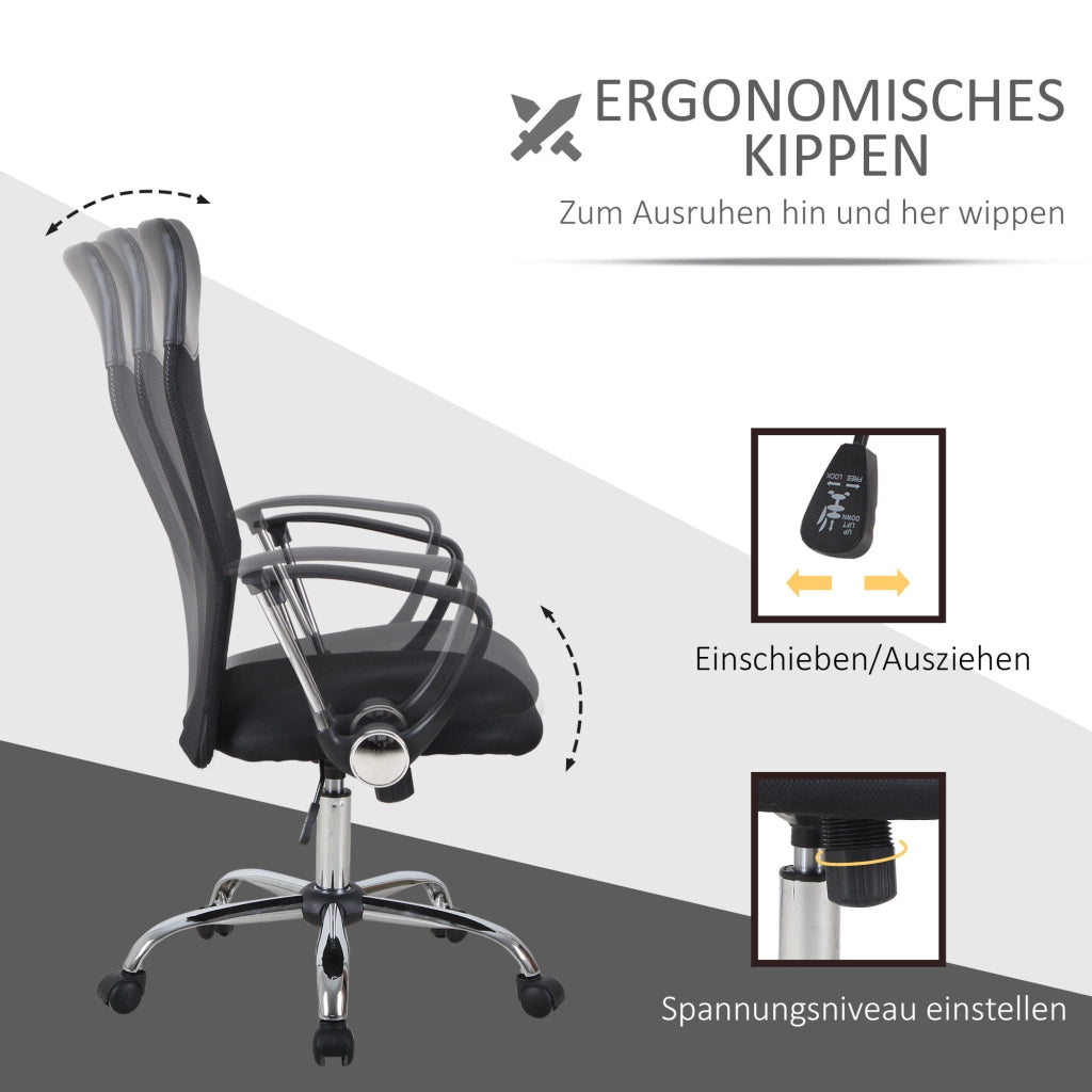 Sedia da ufficio ergonomica con braccioli e schienale alto regolabile ¨C zephmum ¨C nero