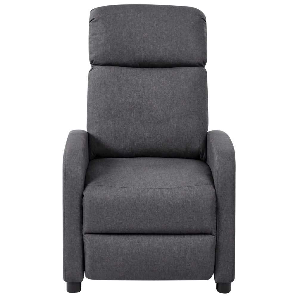 Poltrona reclinabile Grigio scuro Schienale e poggiapiedi regolabili Struttura in legno Schienale alto Design tradizionale Soggiorno