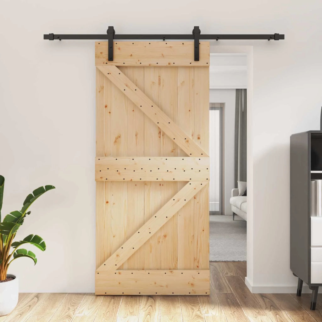 Porta scorrevole Naturale e Nero 95 x 210 cm 3444910