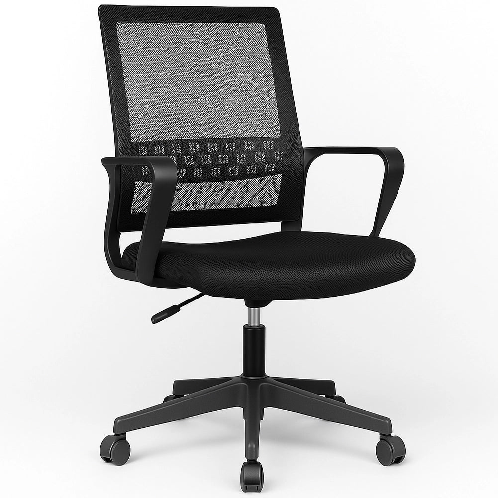 Sedia da Scrivania Nera con Ruote Piroettanti Seduta Ergonomica Ufficio e Casa