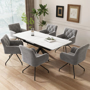 Set di 2 sedie imbottite con braccioli ergonomici in velluto grigio chiaro