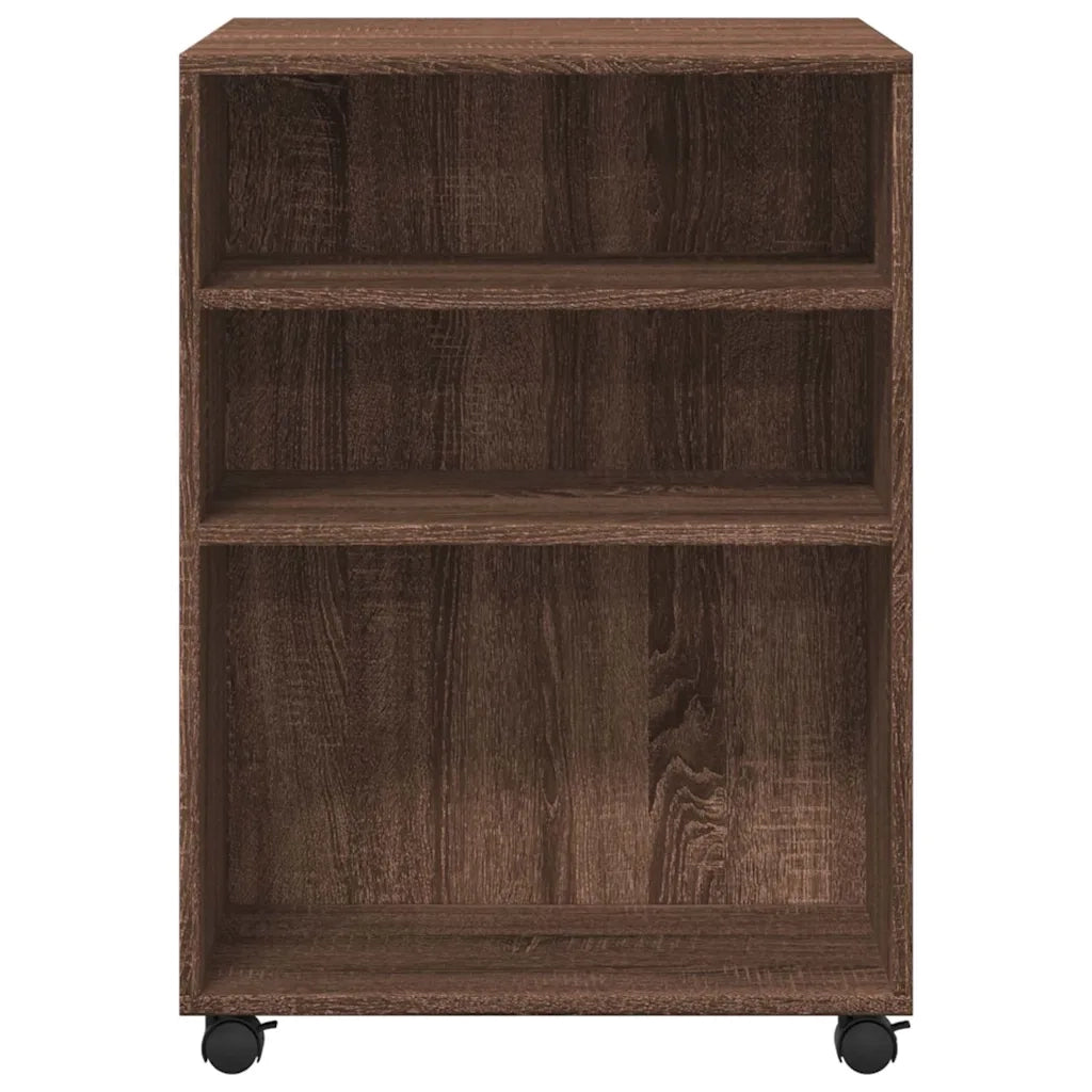 Tavolino con Ruote Rovere Marrone 55x60x78 cm in Truciolato