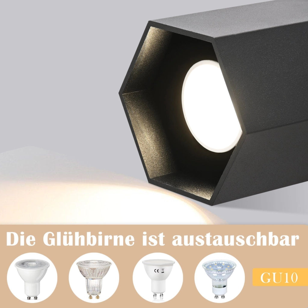 ZMH Faretto da soffitto neri forma esagono GU10 max 40W per soggiorno corridoio senza lampadina