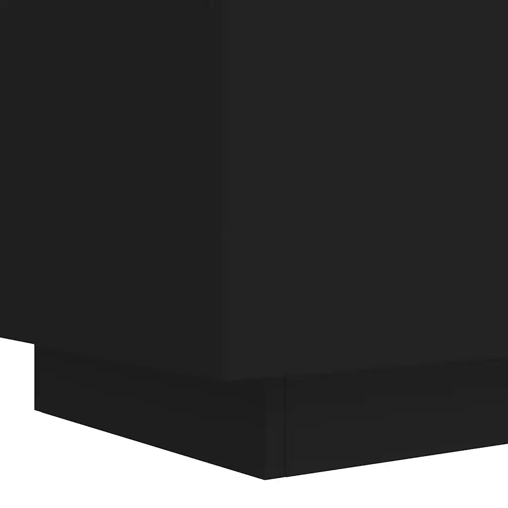 Comodino | Armadio da Notte | Mobiletto da notte con Luci LED Nero in Legno Multistrato