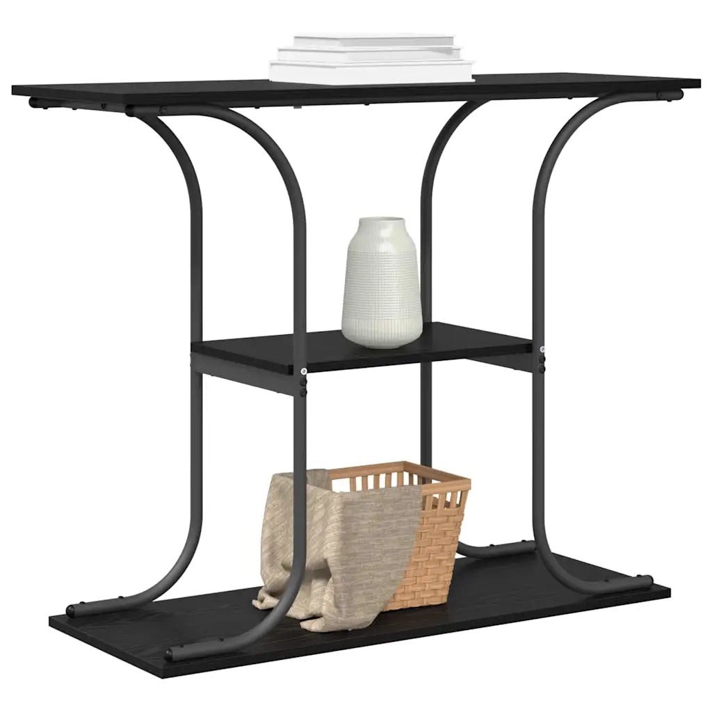 Tavolo consolle con lo scaffale Rovere Nero 101 x 35 x 80,5 cm 868469