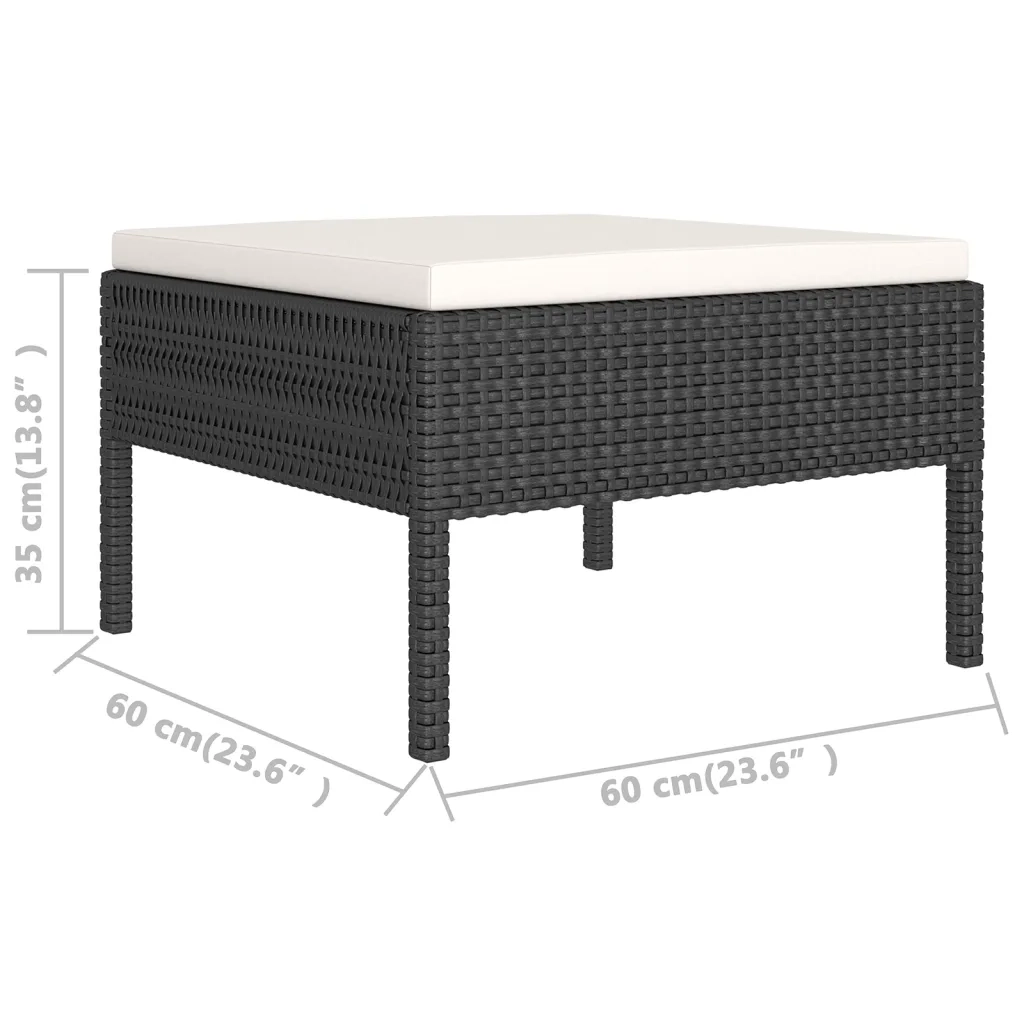 Set Divani da Giardino 5 pz con Cuscini in Polyrattan Nero 3094376
