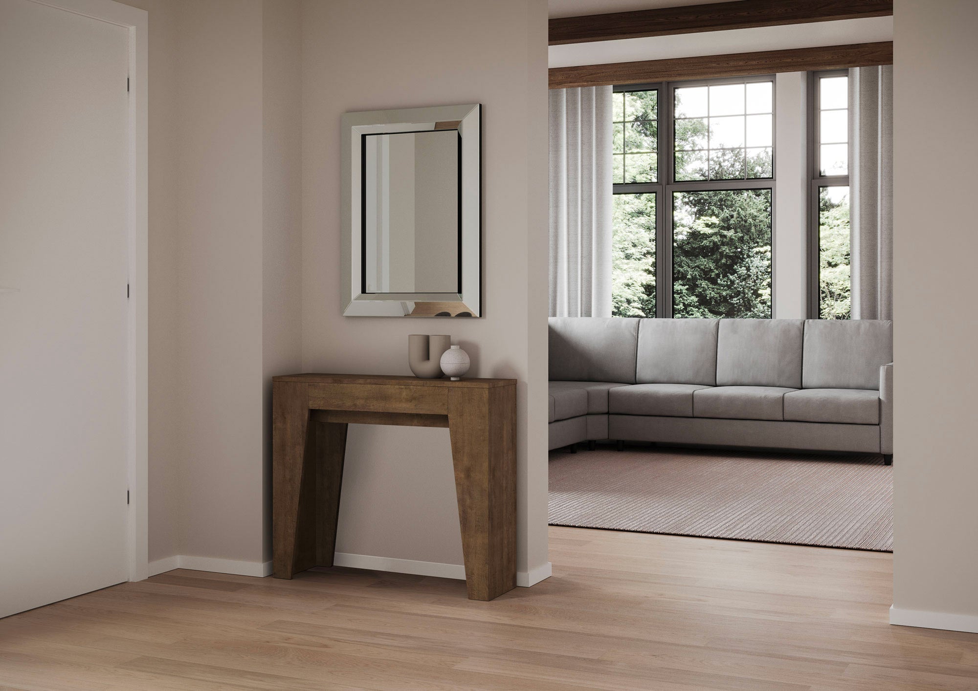 Consolle Allungabile 90x25/181 cm Pannelli in Nobilitato Narrow Noce