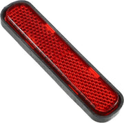Reflettore posteriore universale per motociclette in rosso con adesivo e viti di fissaggio