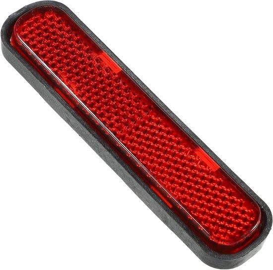 Reflettore posteriore universale per motociclette in rosso con adesivo e viti di fissaggio