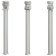 Lampada da terra per esterni in argento 3 pezzi 110 cm acciaio inox argento 02_0042556