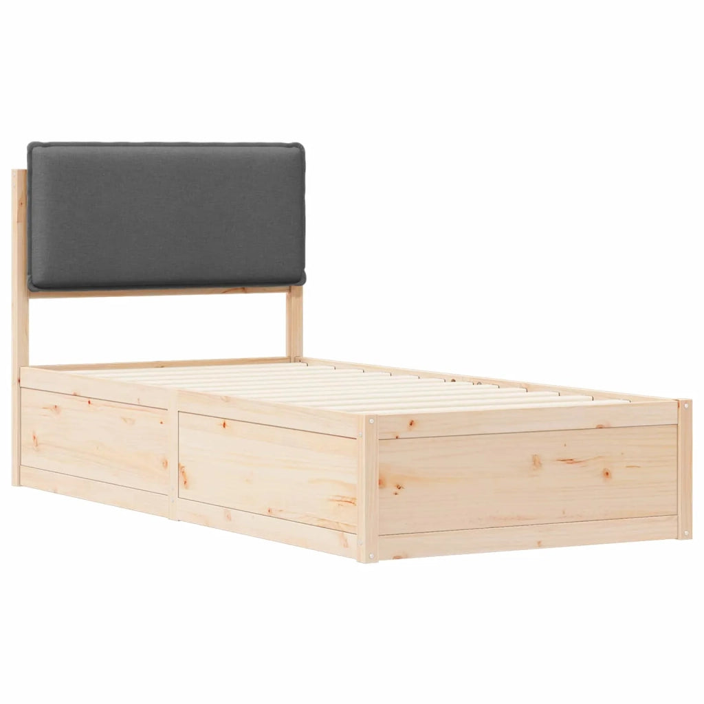 Letto con Testiera Rivestita Grigio scuro 100 x 200 cm
