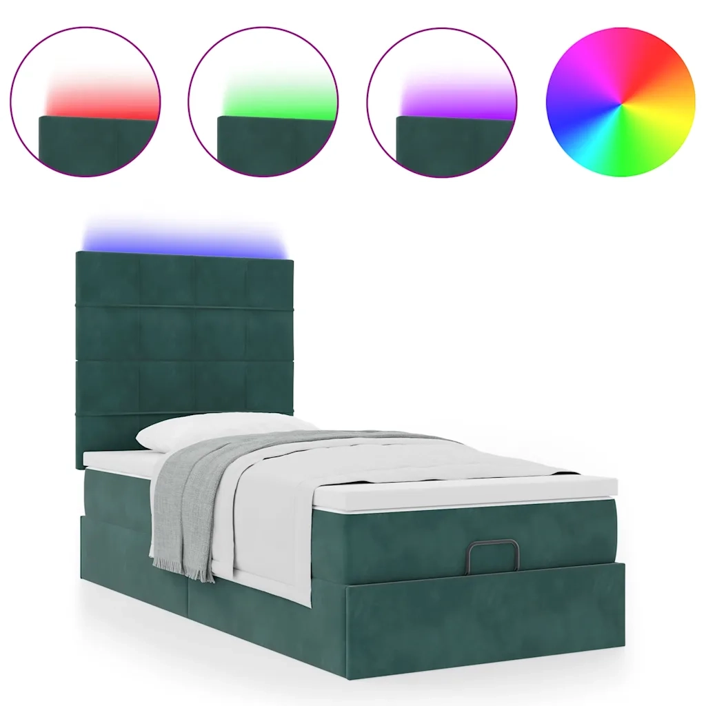 vidaXL Struttura Letto Pouf con Materassi 90x200 cm in Velluto