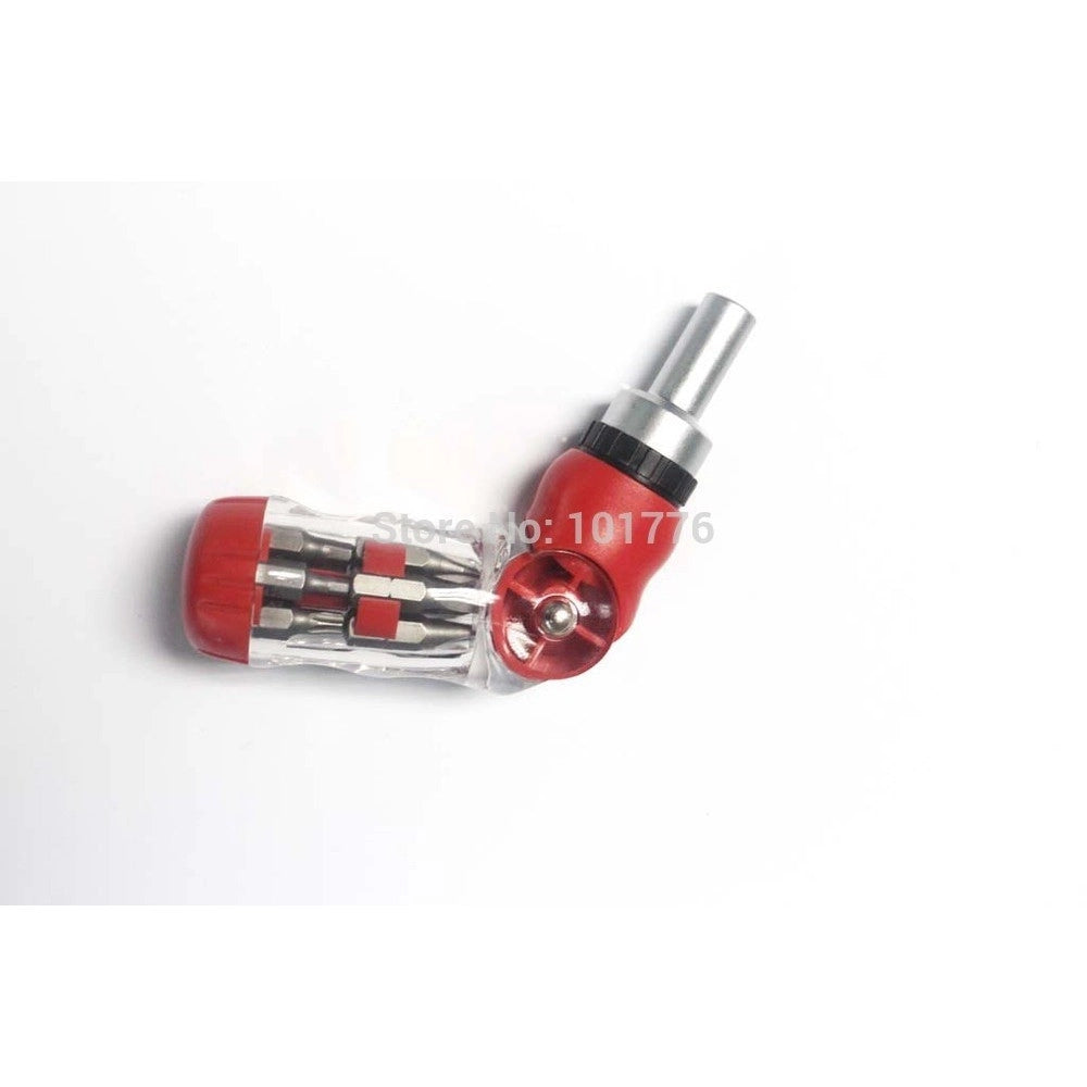 Trade Shop - Cacciavite Giravite Portainserti A Cricchetto Pieghevole 6 Inserti 6 In 1 -