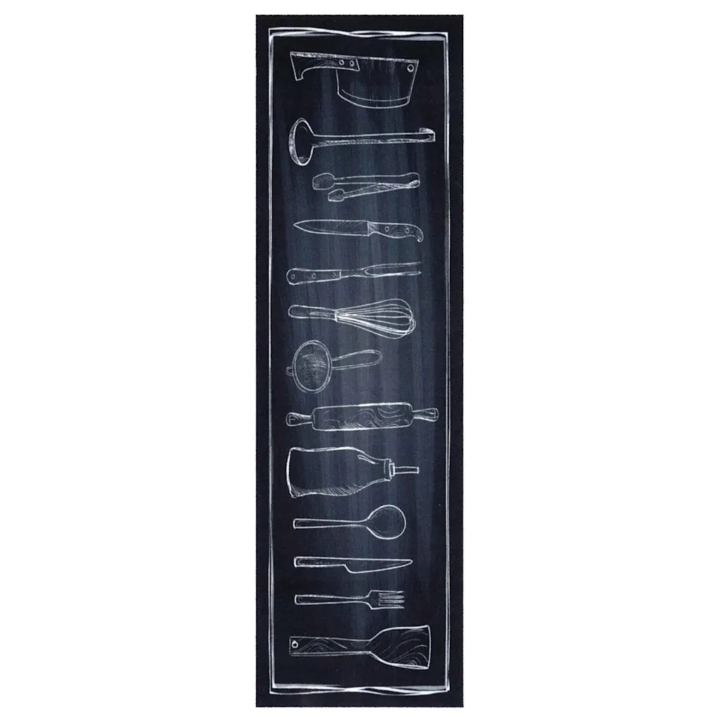 Tappeto da Cucina Nero 150 x 45 cm Velluto 42013432
