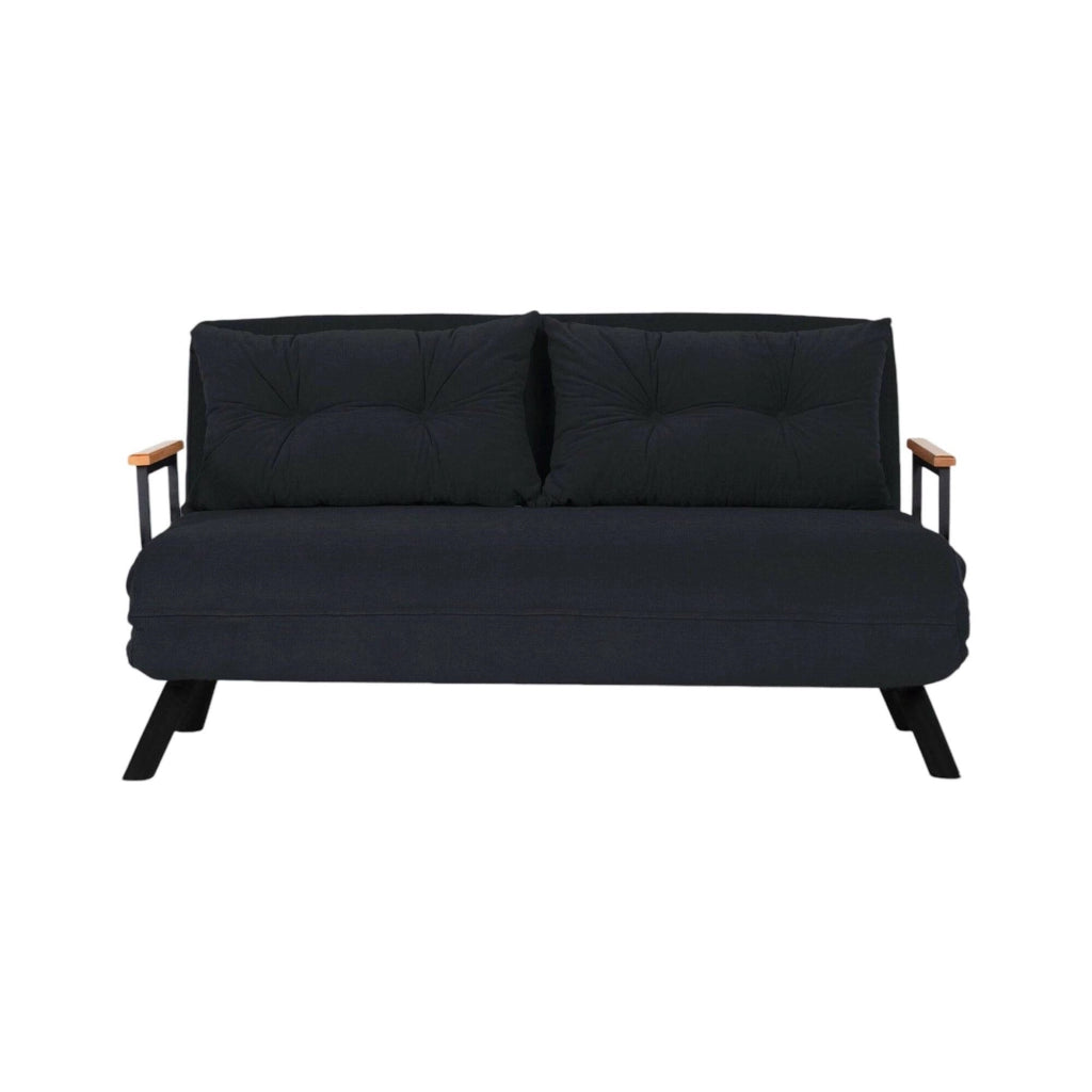 Calvin, Divano Letto 2 Posti Contenitore, 133x78 cm Nero