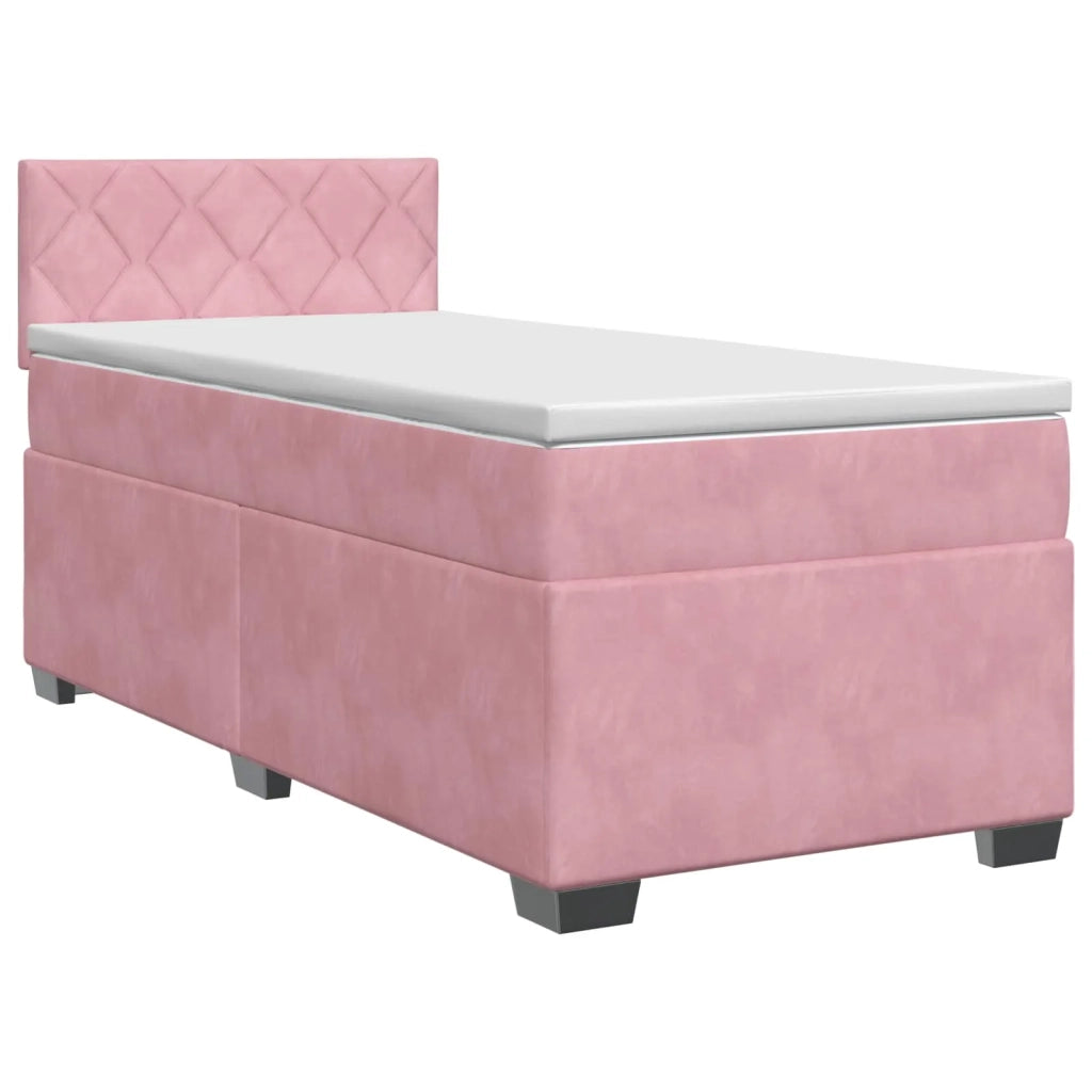 Letto box spring con materasso Rosa 100 x 200 cm Velluto 3450667