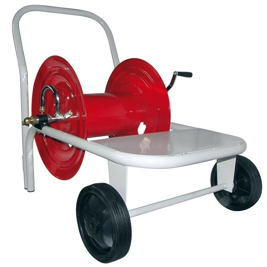 CARRELLO AVVOLGITUBO ACCIAIO ZINCATO 100 MT TUBO DA MM.8-10 CON RACCORDI