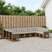 Set di divani da esterno 10 pz Naturale e Grigio chiaro 3382235