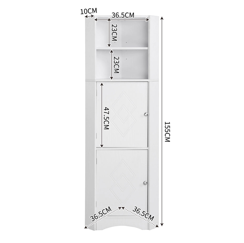 Mobile bagno angolare moderno in pannello truciolare bianco; 120 x 55 x 13 cm