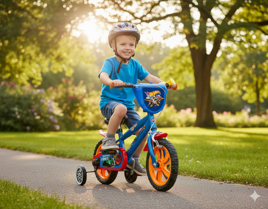 Bicicletta per Bambino 12” 1 Freno Gomme in EVA Hot Wheels Blu