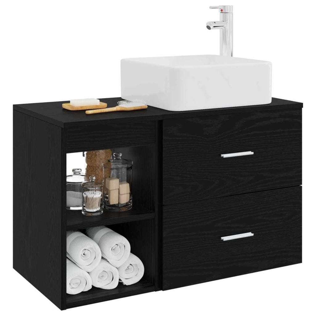 Set di mobili per il bagno 2 pcs Rovere Nero 3403881