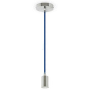 Trade Shop - Pendente In Acciaio Blu A Soffitto Cromato Portalampada Lampada Design Moderno -