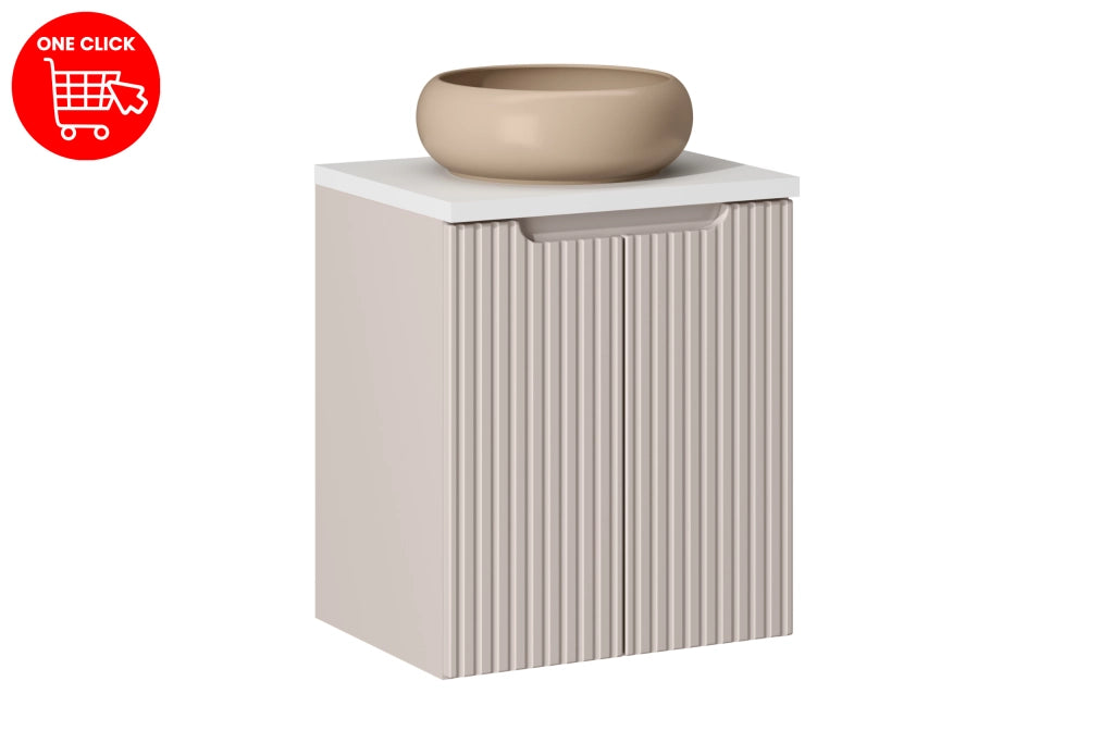 Set mobili bagno 50 cm con piano e lavabo da appoggio Wiki Nova Cashmere 50 x 1401 x 40 cm