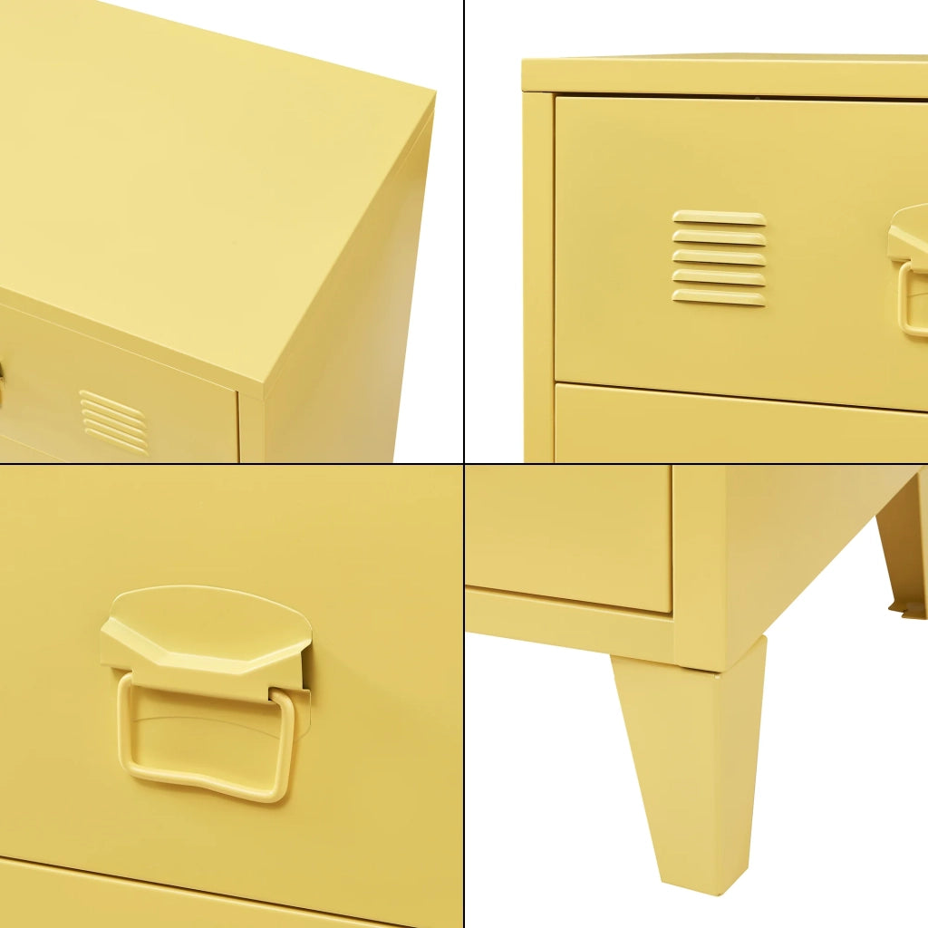 Pratica cassettiera/mobile contenitore in metallo per ingresso soggiorno o camera da letto con 3 cassetti acciaio 72 x 60 x 40 cm giallo 03_0009303