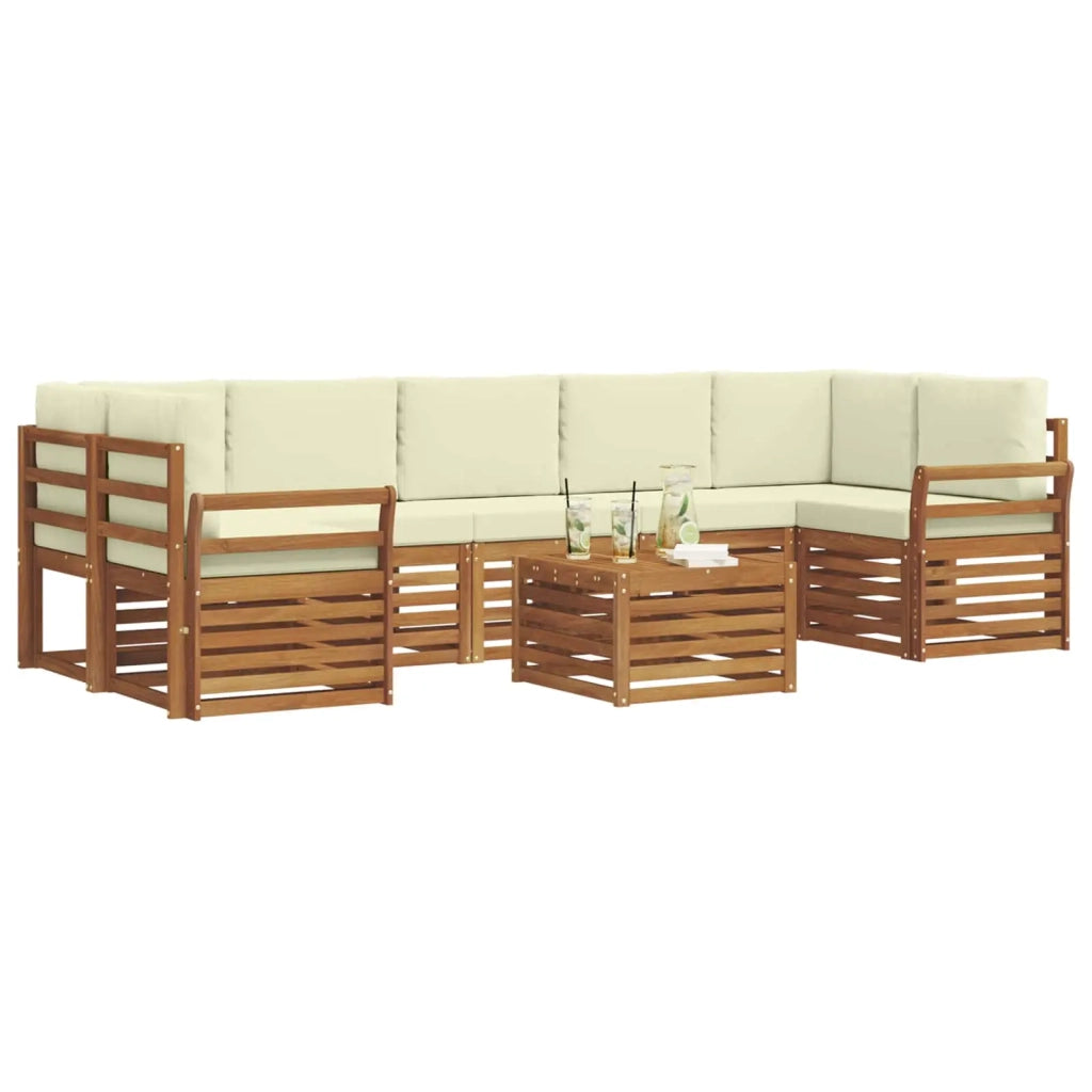 Set di divani da esterno con cuscino 8 pcs Naturale e Crema 3374530