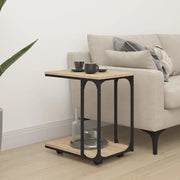 Tavolino con Ruote-Tavolino da soggiorno-Tavolo Rovere Sonoma 50x35x55,5cm Legno Multistrato