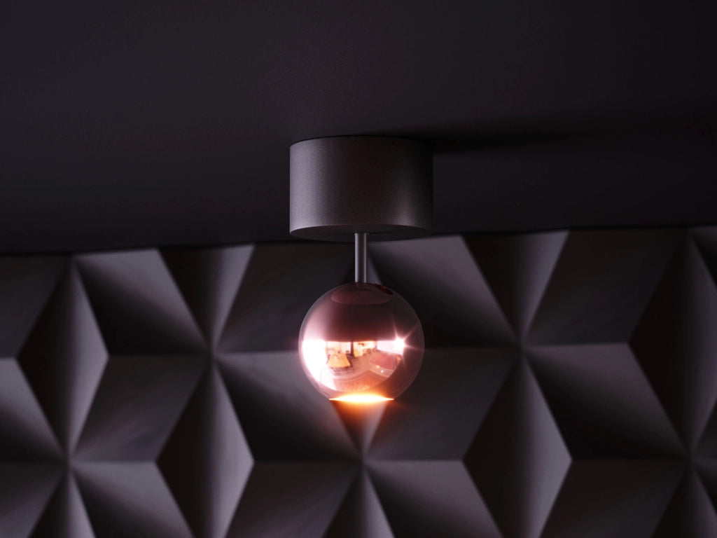 Mini Bora Surface Faro LED da soffitto orientabile 4,5W 38º 2700K Argento, design sferico ad alta resa cromatica CRI>93, UGR<10