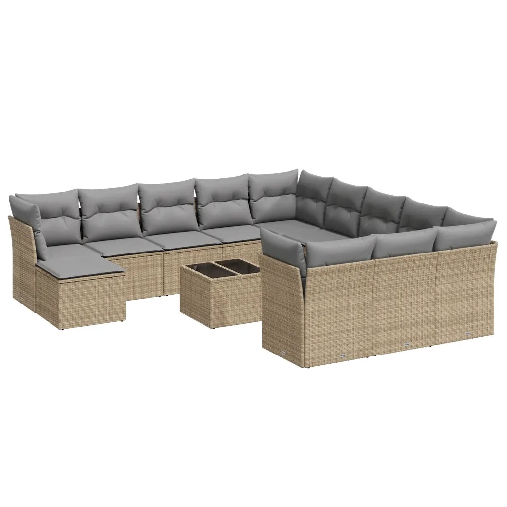 Set Divano da Giardino 13 pz con Cuscini Beige in Polyrattancod mxl 111556