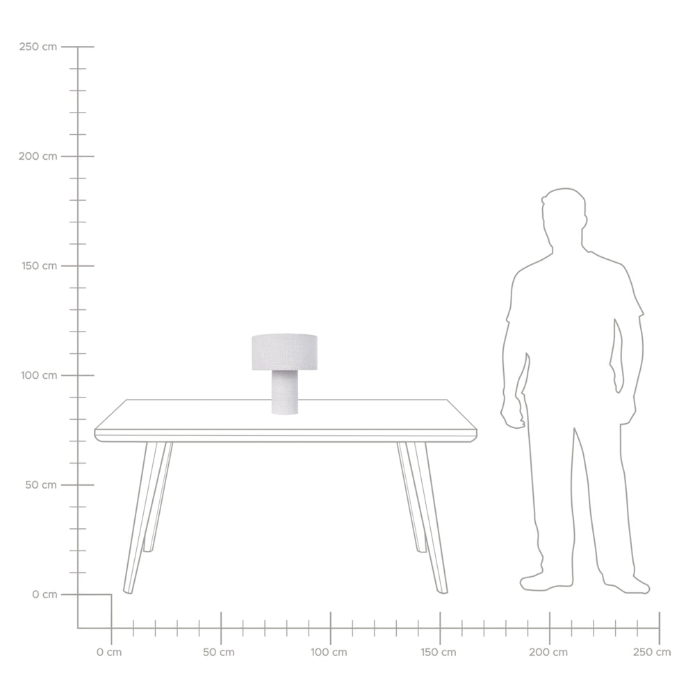 Lampada da tavolo da comodino Grigio Base in cotone e lino Tessuto Paralume a tamburo 30 cm Stile moderno Soggiorno Camera da letto