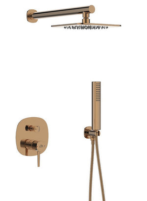 Set doccia – oro rosa , soffione, miscelatore incasso e braccio doccia