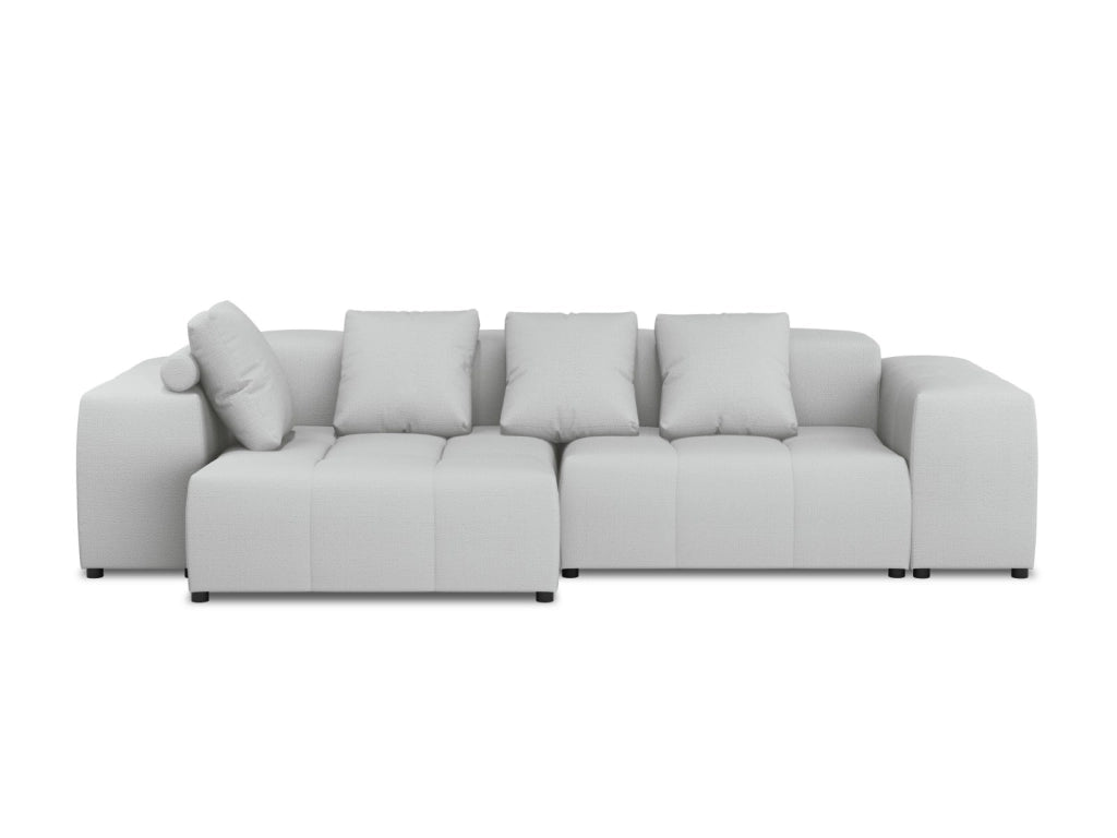 Cosmopolitan Design - Divano angolare modulare reversibile "Rome" 4 posti in tessuto strutturato grigio chiaro 