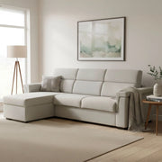 Esca, Divano Letto con Penisola Sfoderabile Made in Italy, 285x160 cm Beige