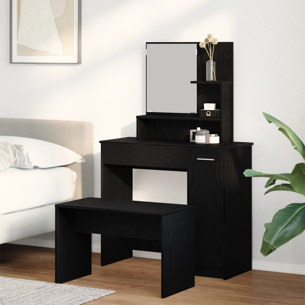 Set di Toeletta  Rovere Nero Legno Ingegnerizzato