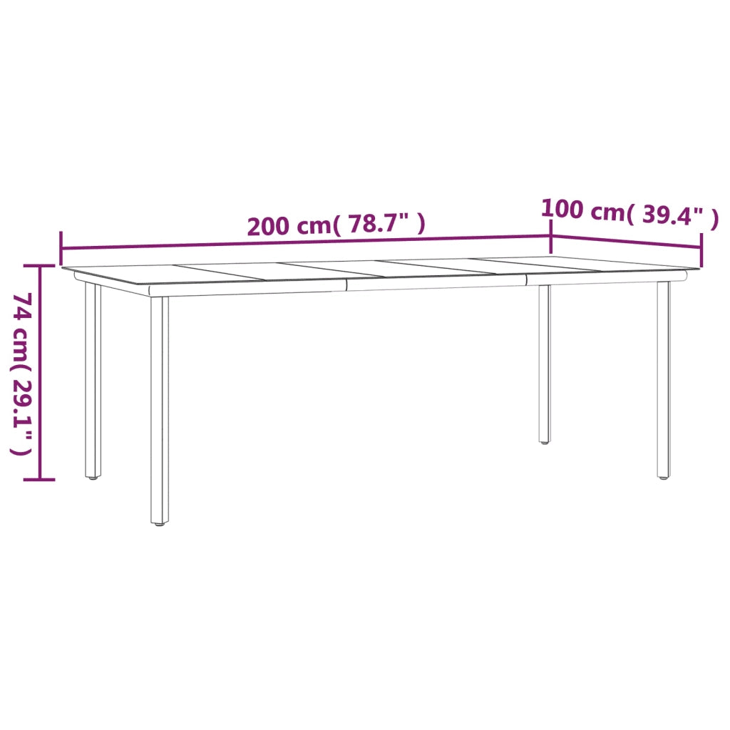 Set da Pranzo da Giardino 7 pz | Set Salotto da Giardino Nero in Acciaio e Textilene