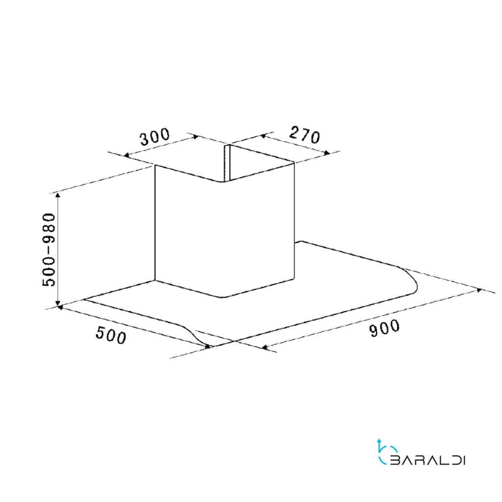 Cappa a parete con 3 velocità DESY VETRO cm 90 - Inox - 700 m3/h
