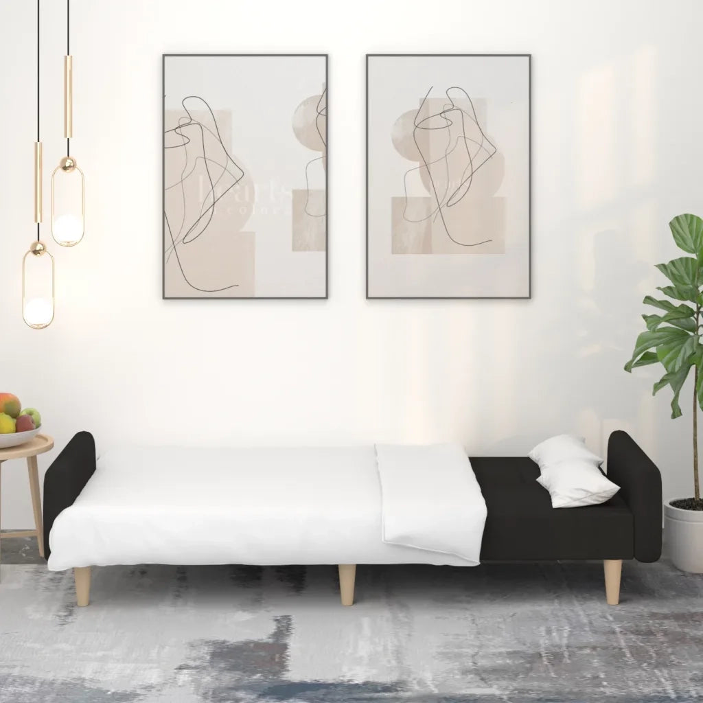 Divano letto | Sof¨¤ letto | Letto singolo a 2 Posti Nero in Tessuto
