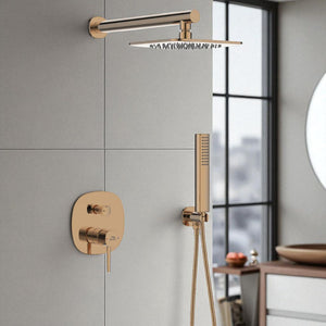 Set doccia – oro rosa , soffione, miscelatore incasso e braccio doccia