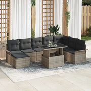 Set Divano da Giardino con cuscino 9 pcs Grigio polyrattan 3348335