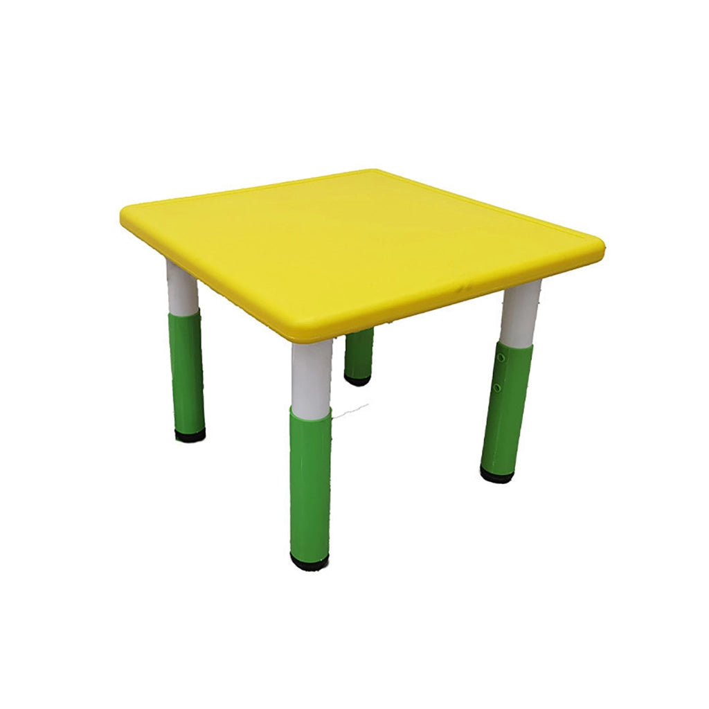 Tavolo per Bambini 3+ Anni Strong 62x62x52 cm Piano in Plastica Piedi in Acciaio Regolabili Giallo